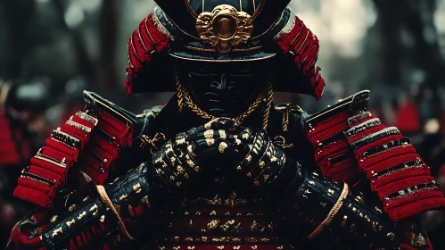 Ancient Samurai Warrior in Traditional Armor