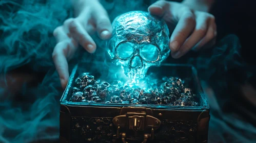 Glowing Skull Above Treasure Trove