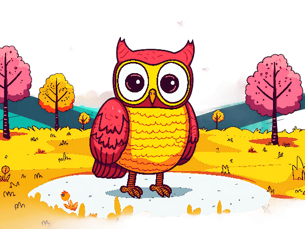 POD Design Colorful Owl in Autumn Scenery