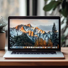 Tech and Nature Fusion: Laptop on Stylish Desk