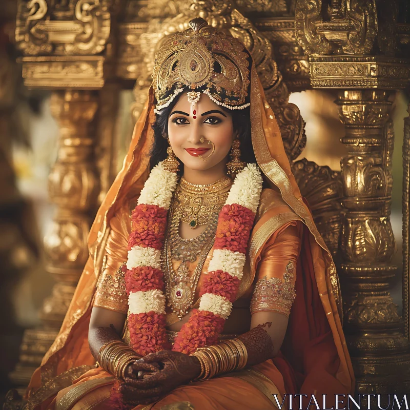 Golden Portrait of an Indian Woman AI Image