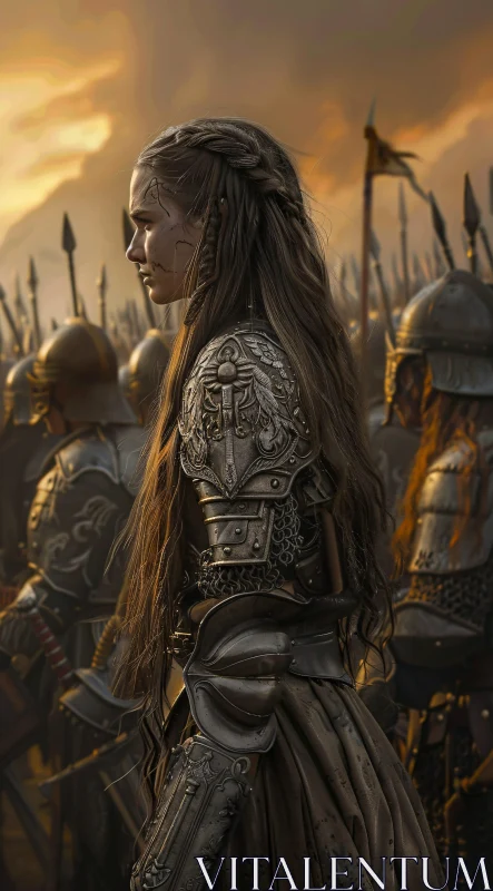 Armored Woman Warrior Profile AI Image