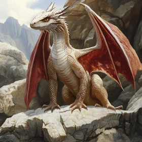 Fantasy Dragon on Mountain Ledge