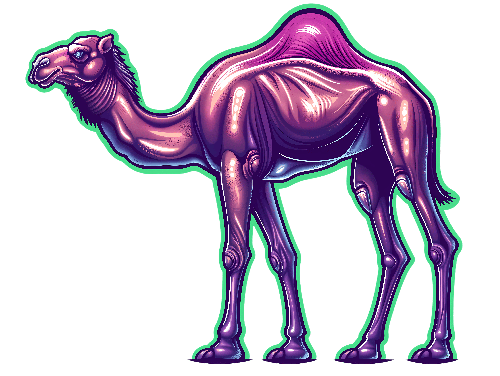 Cartoon-Style Digital Painting of a Pink Camel POD Design