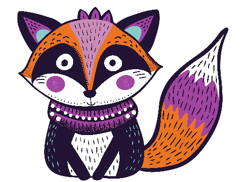 POD Design Charming Cartoon Fox with Purple Scarf for Creative Designs