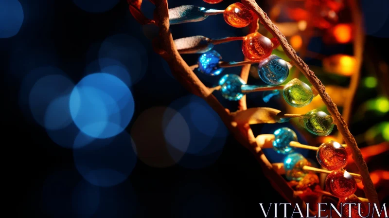 Colorful DNA Strand with Rainbow Lights | Abstract Art AI Image