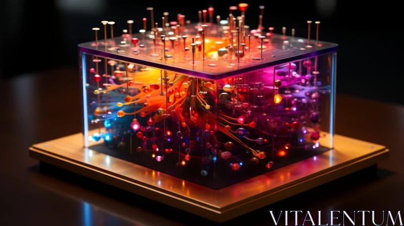 Colorful Pin Cube: A Captivating Display of Fluid Landscapes AI Image