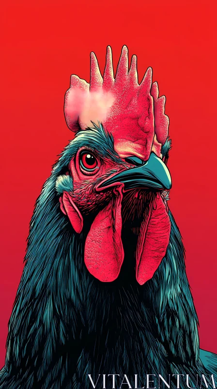 AI ART Colorful Rooster Portrait Art