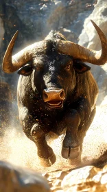 Dynamic Portrait of a Charging Bull