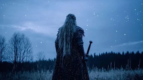 Female Warrior Gazing at Stars