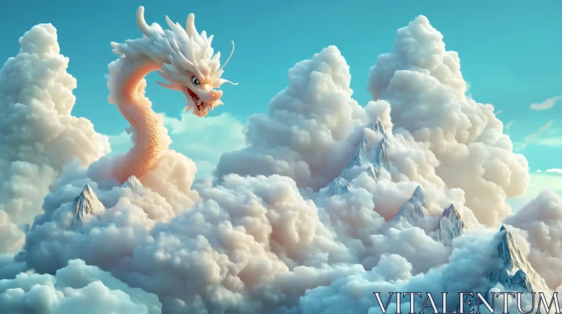 AI ART Celestial Dragon in Sky Kingdom