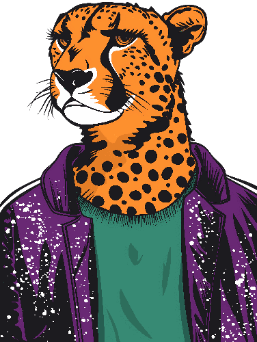 Stylish Cheetah T-Shirt Design with Colorful Jacket POD Design