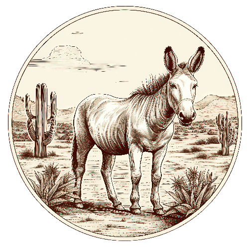 Vintage Donkey in Desert Landscape - Ideal for T-Shirt Print POD Design