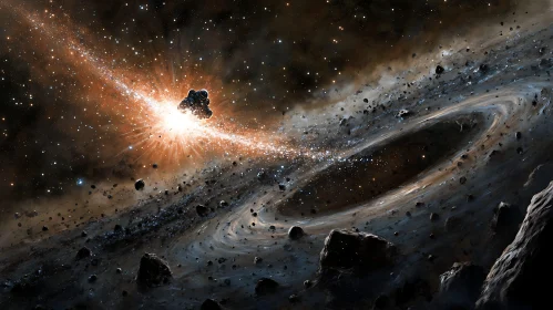 Cosmic Asteroid Field with Star Radiance