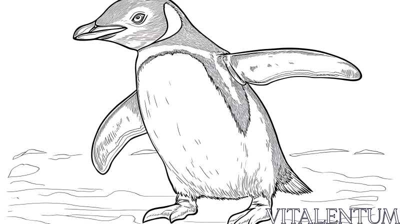 AI ART Detailed Penguin Drawing for Coloring