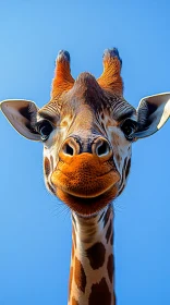 Giraffe Portrait against Blue Sky