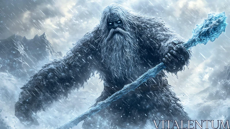 AI ART Winter Yeti with Ice Staff