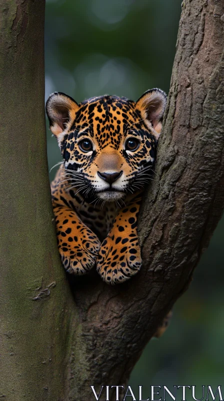 Jaguar Cub in Natural Habitat AI Image