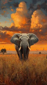Elephant Gracefully Roaming the Savanna