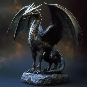 Dragon Perched on Stone Sculpture