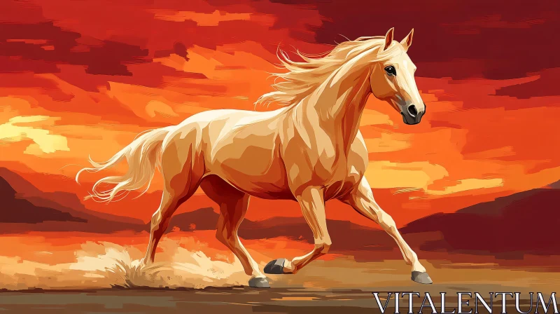 Horse at Sunset AI Image