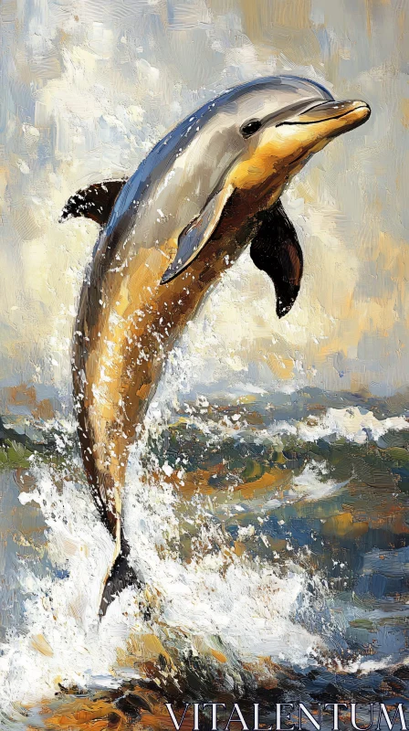 Artistic Dolphin Ocean Jump AI Image