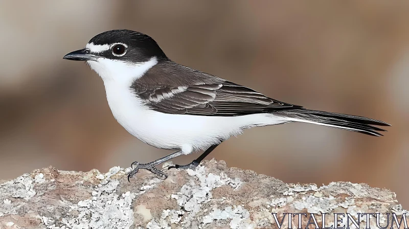 AI ART Black and White Bird on Rock