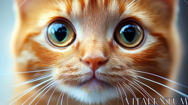 Intimate Portrait of a Ginger Kitten AI Image