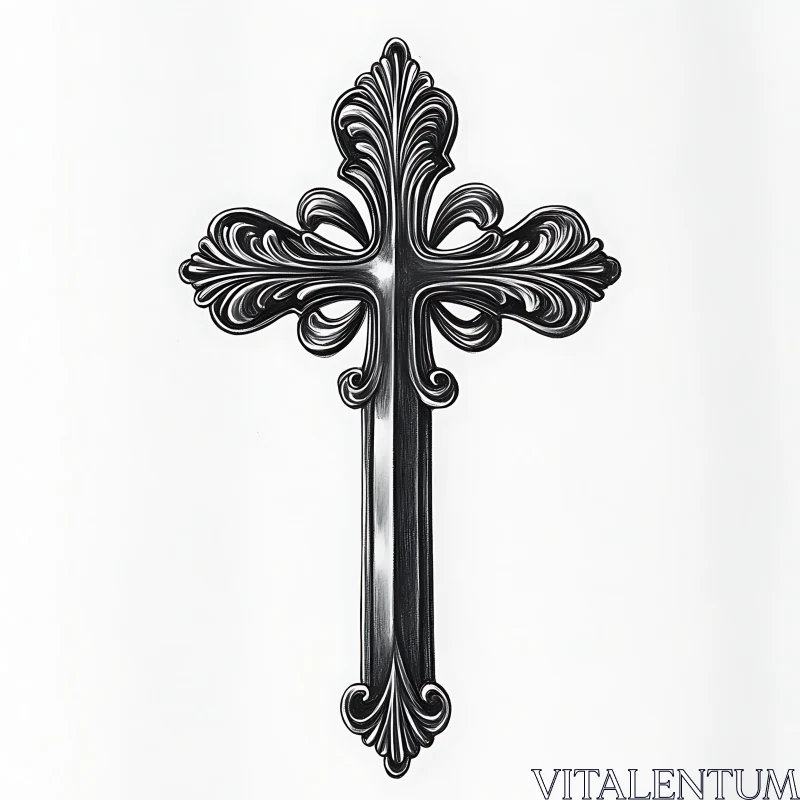 Monochrome Decorative Cross Art AI Image