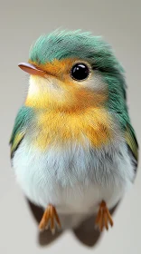 Vibrant Green and Yellow Bird Portrait