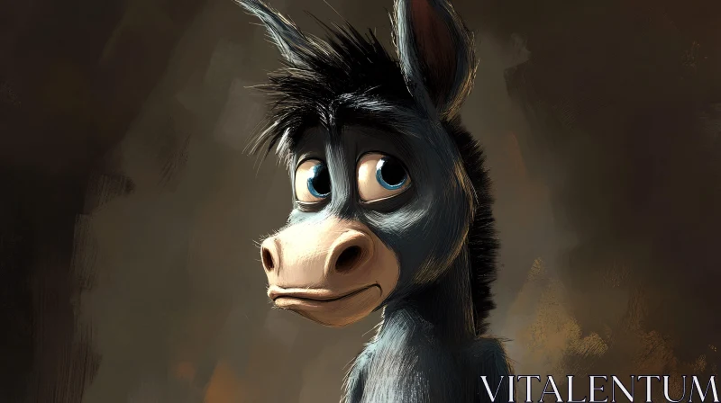 Whimsical Donkey Cartoon Art AI Image