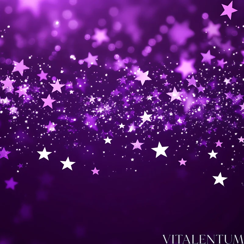 AI ART Glittering Stars on Purple Backdrop