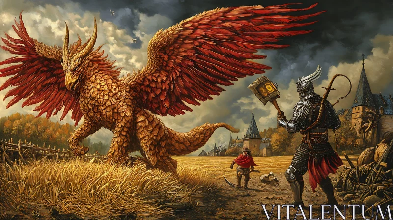 Medieval Griffin Encounter AI Image