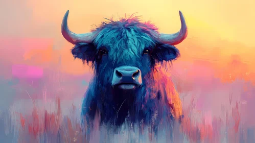 Vivid Bull Painting in Abstract Style