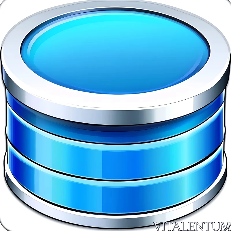 Blue Database Icon with Metallic Finish AI Image