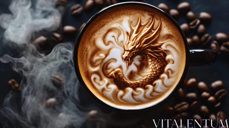 AI ART Coffee Dragon Latte Art