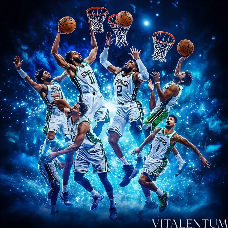 Athletes Playing Basketball AI Image