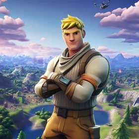 Fortnite Character Overlooking the Landscape