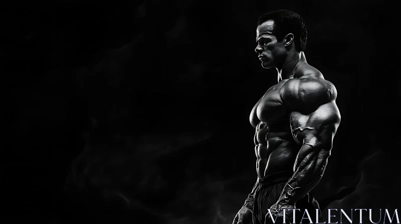 AI ART B&W Muscular Man: Fitness and Bodybuilding Art