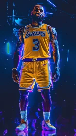 LeBron James Neon Basketball Portrait