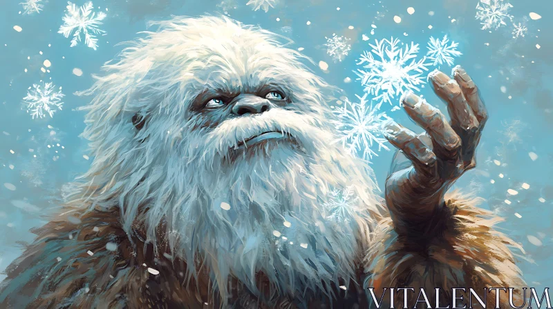 AI ART Snowflake Gaze: A Winter Creature