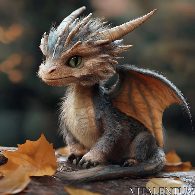 AI ART Enchanting Dragonling in Autumnal Setting