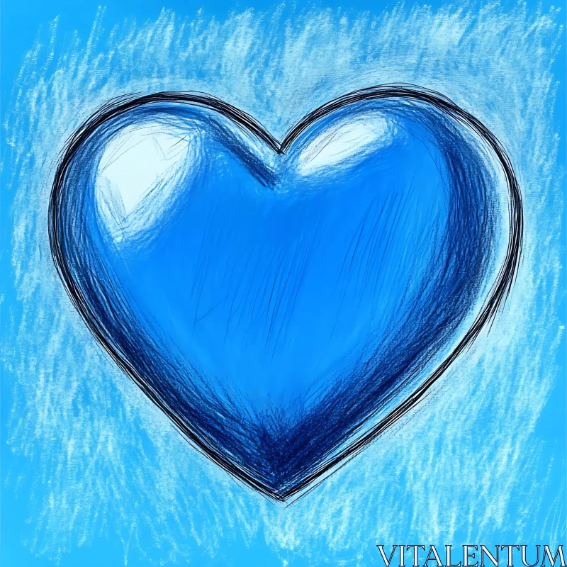 AI ART Heart in Blue - Artistic Expression