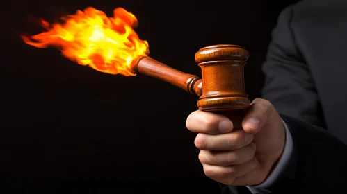 Gavel in Flames Illustration