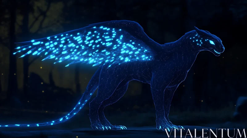 Glowing Winged Animal in the Night AI Image