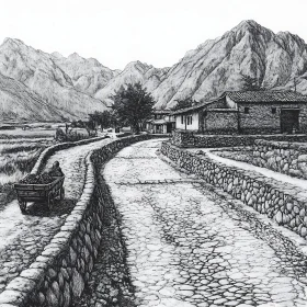 Stone Road Leading to Mountain Village