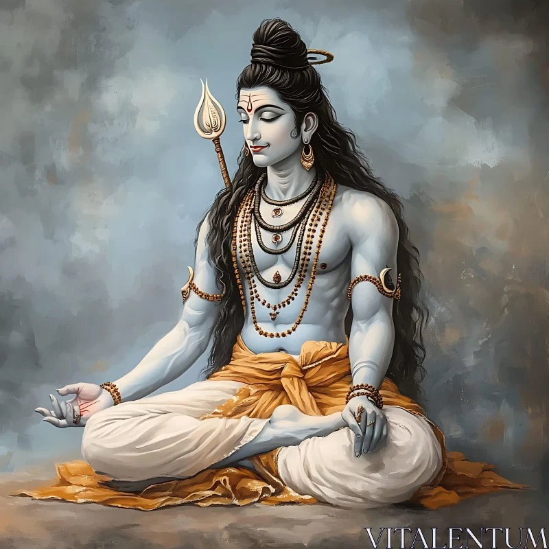 Meditative Shiva Spiritual Art AI Image