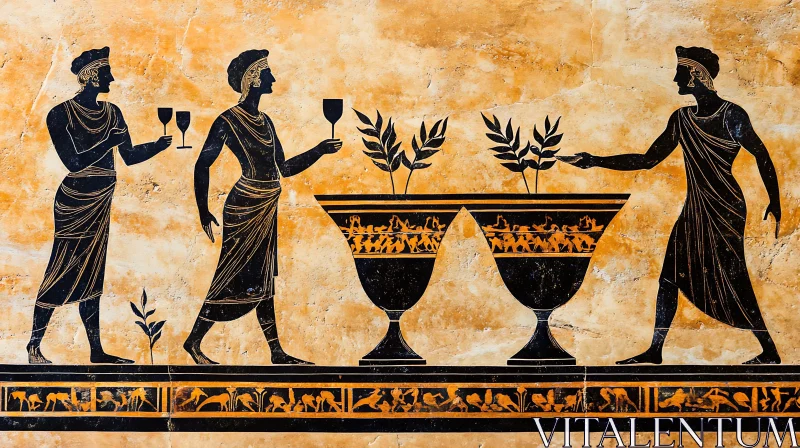 Ancient Greek Vase Painting with Figures AI Image