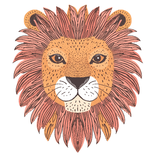 POD Design Lion Face Illustration