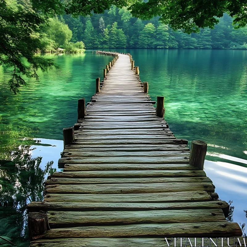 Picturesque Pier and Lake View AI Image